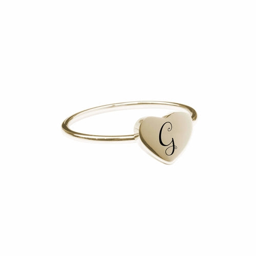 Hypoallergenic Initial Heart Ring - 4mm Comfort Fit Face Width - Jewelry & Watches - Bijou Her - Size - Color - 