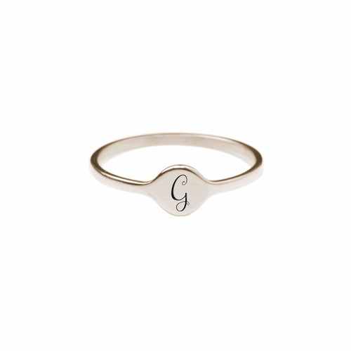 Hypoallergenic Comfort Fit Initial Mono Ring - 4mm Width - Jewelry & Watches - Bijou Her - Size - Color - 