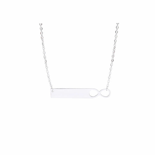 Stainless Steel Infinity Bar Necklace - 1 Inch Cutout & 17 Inch Chain - Jewelry & Watches - Bijou Her - Color -  - 