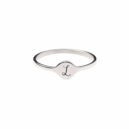 Hypoallergenic Comfort Fit Initial Mono Ring - 4mm Width - Jewelry & Watches - Bijou Her - Size - Color - 