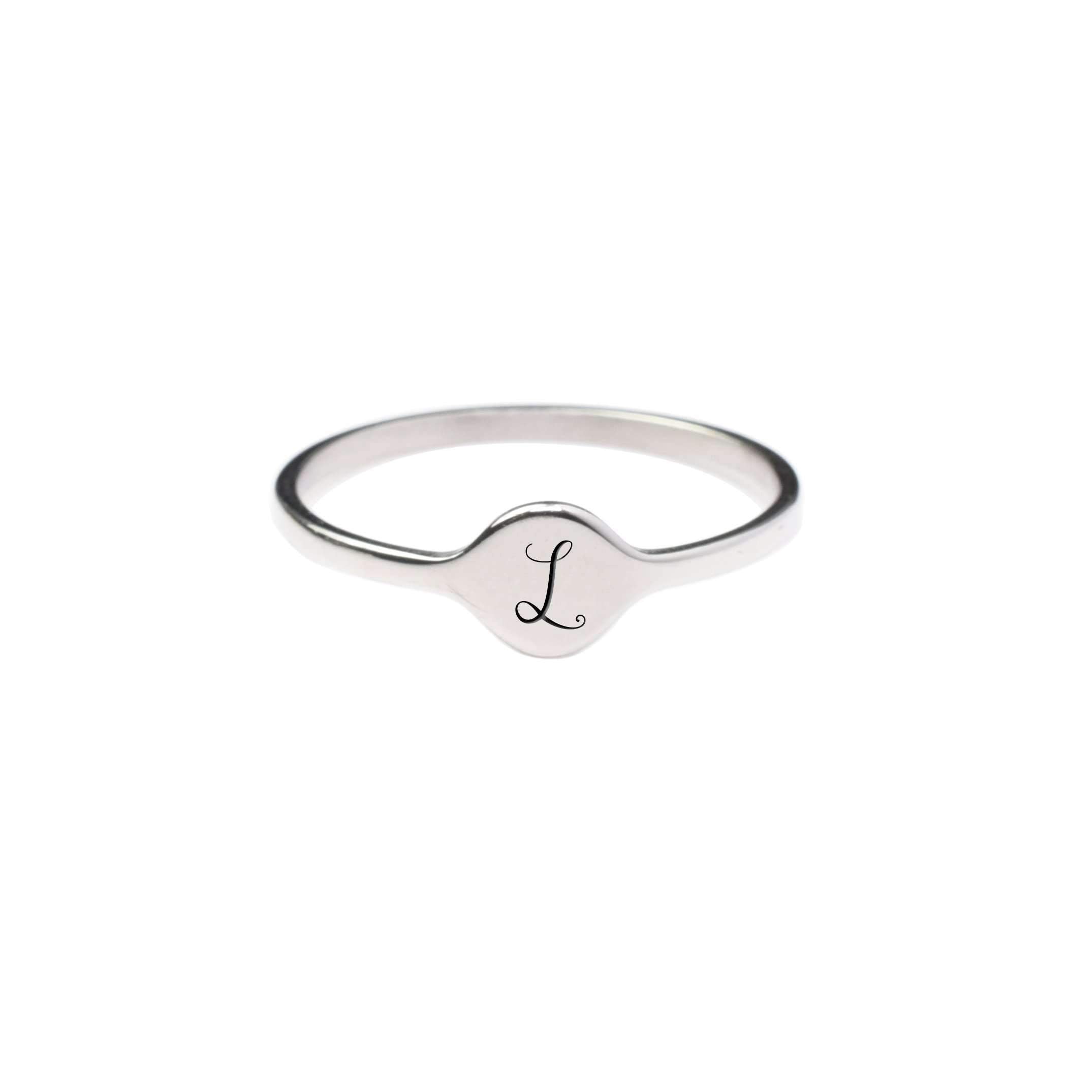 Hypoallergenic Comfort Fit Initial Mono Ring - 4mm Width - Jewelry & Watches - Bijou Her -  -  - 