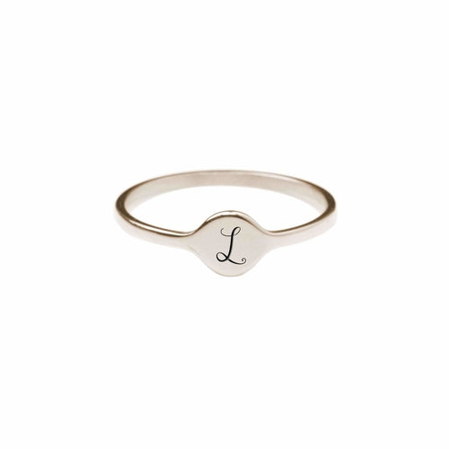 Hypoallergenic Comfort Fit Initial Mono Ring - 4mm Width - Jewelry & Watches - Bijou Her - Size - Color - 