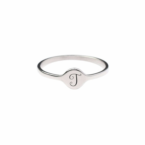 Hypoallergenic Comfort Fit Initial Mono Ring - 4mm Width - Jewelry & Watches - Bijou Her - Size - Color - 