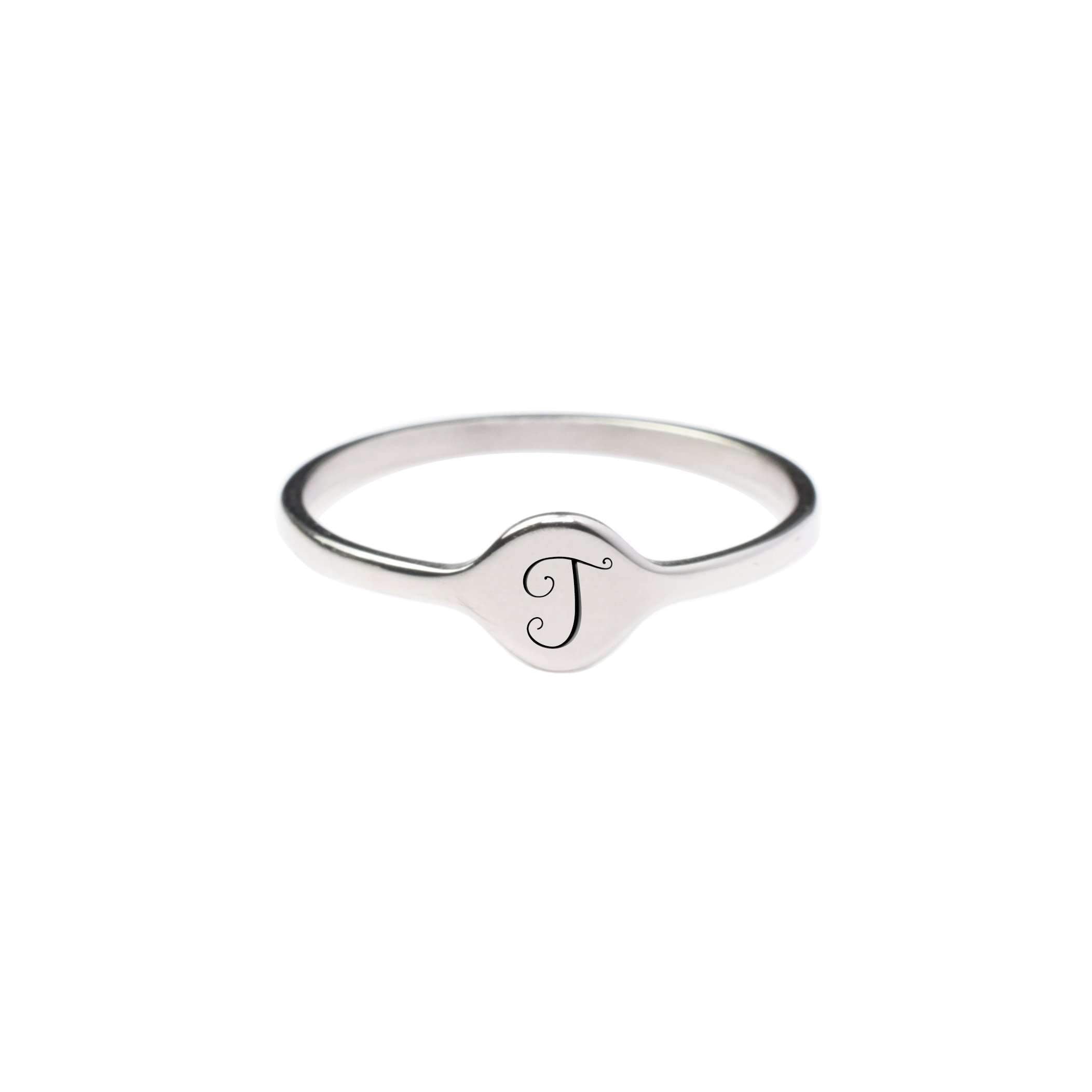 Hypoallergenic Comfort Fit Initial Mono Ring - 4mm Width - Jewelry & Watches - Bijou Her -  -  - 