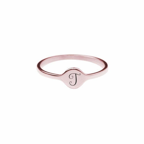 Hypoallergenic Comfort Fit Initial Mono Ring - 4mm Width - Jewelry & Watches - Bijou Her - Size - Color - 