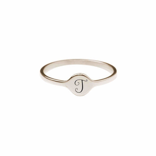 Hypoallergenic Comfort Fit Initial Mono Ring - 4mm Width - Jewelry & Watches - Bijou Her - Size - Color - 