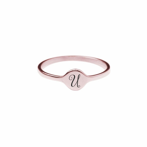 Hypoallergenic Comfort Fit Initial Mono Ring - 4mm Width - Jewelry & Watches - Bijou Her - Size - Color - 