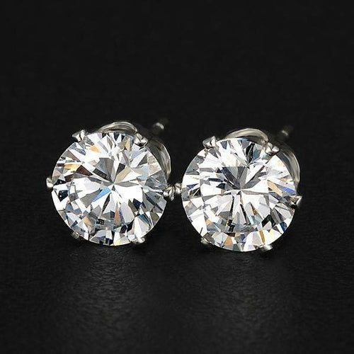 Sparkling Crystal Stud Earrings in Silver or Gold - Earrings - Bijou Her - Color -  - 