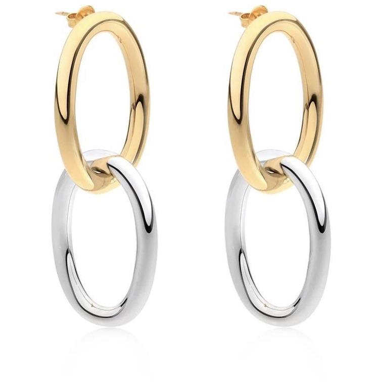 Hypoallergenic 18k Gold and Rhodium Plated Double Earrings - Jewelry & Watches - Bijou Her -  -  - 