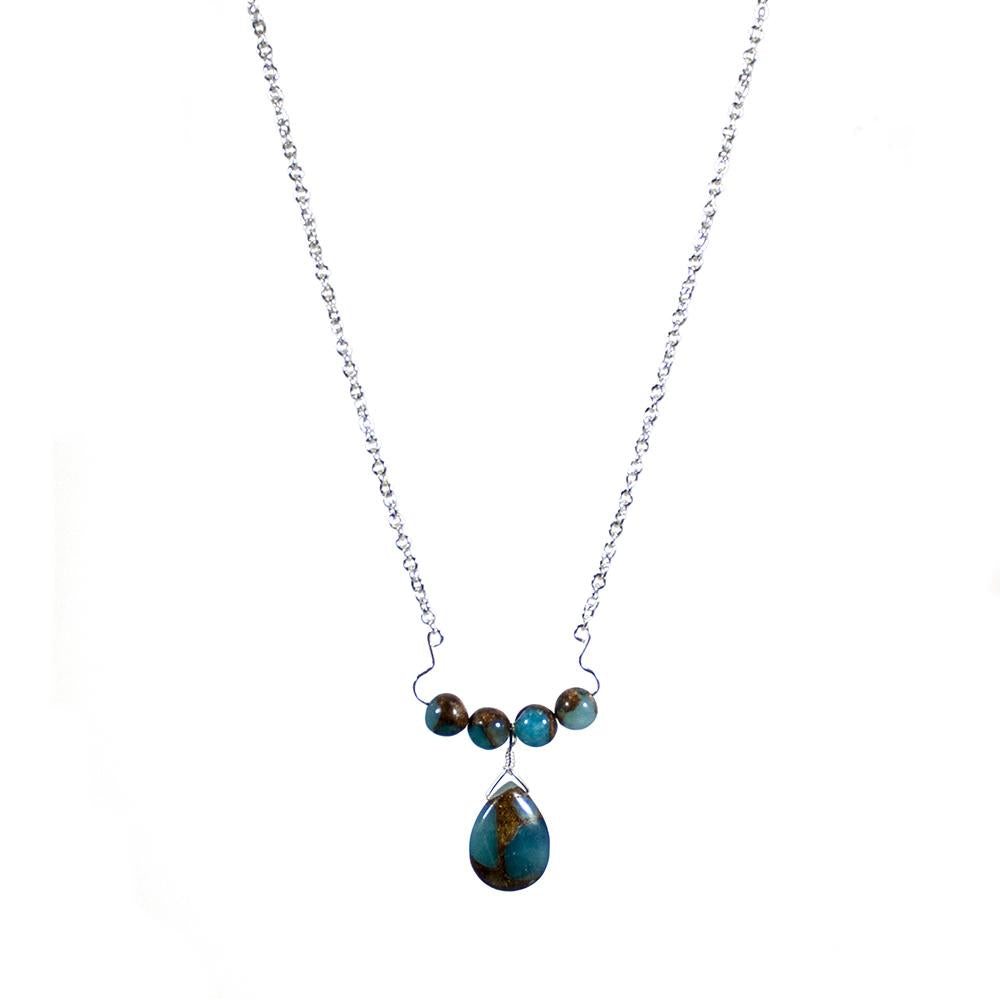 Golden Aqua Quartz Pendant Necklace - Unique Mid-Length Jewelry - Jewelry & Watches - Bijou Her -  -  - 
