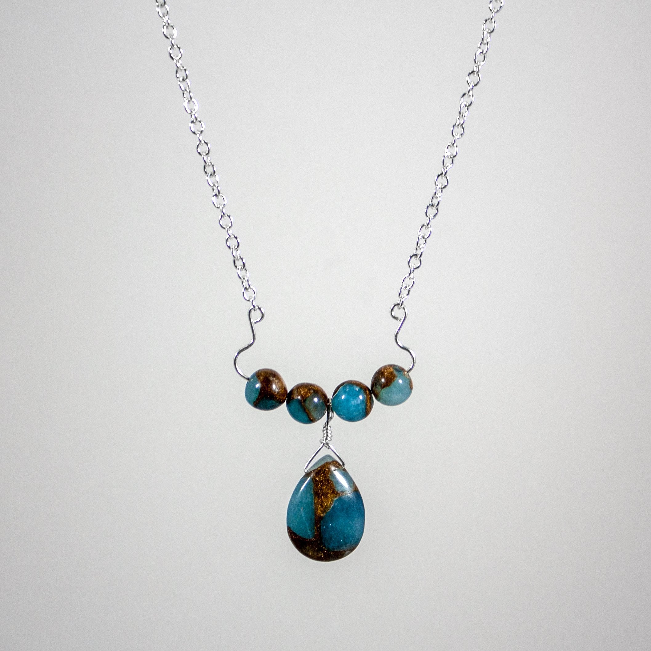Golden Aqua Quartz Pendant Necklace - Unique Mid-Length Jewelry - Jewelry & Watches - Bijou Her -  -  - 