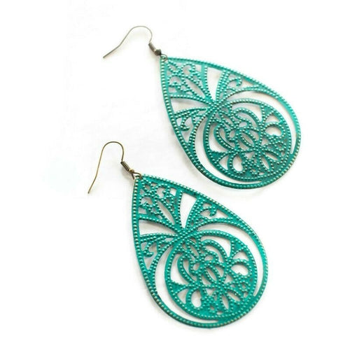 Hand-Painted Filigree Earrings - Lightweight and Intricate Design - Jewelry & Watches - Bijou Her - Color -  - 