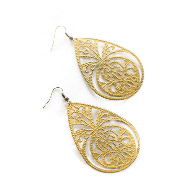 Hand-Painted Filigree Earrings - Lightweight and Intricate Design - Jewelry & Watches - Bijou Her -  -  - 