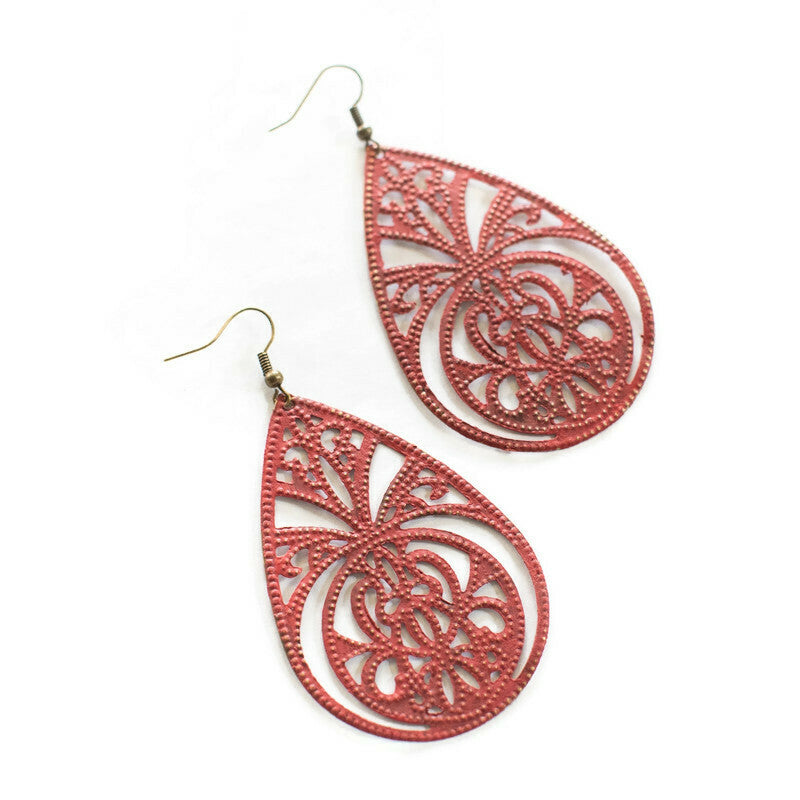 Hand-Painted Filigree Earrings - Lightweight and Intricate Design - Jewelry & Watches - Bijou Her -  -  - 