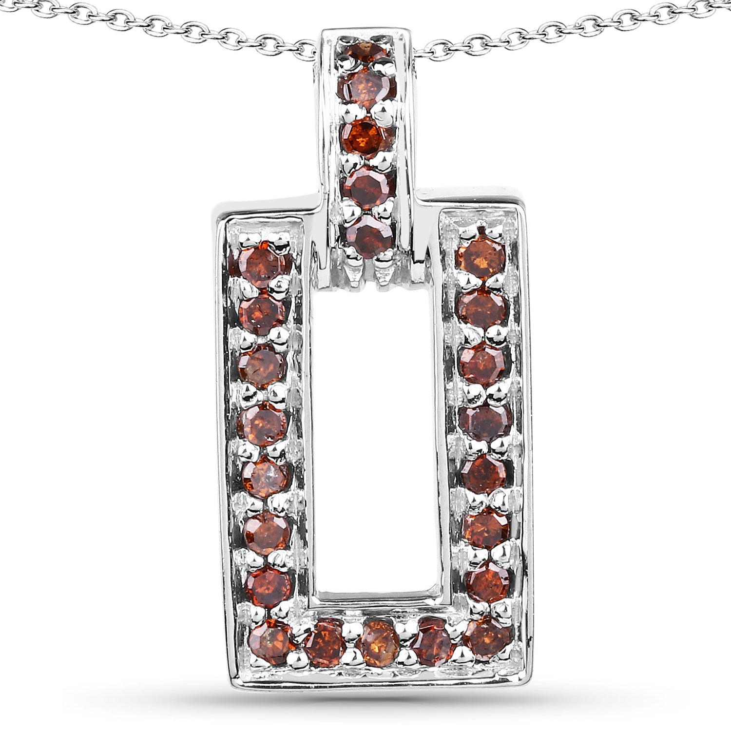 Red Diamond Sterling Silver Pendant - 0.36 ctw, Round Stones, Women's Jewelry, April Birthstone Gift for Sister, Mother, Her - Jewelry & Watches - Bijou Her -  -  - 