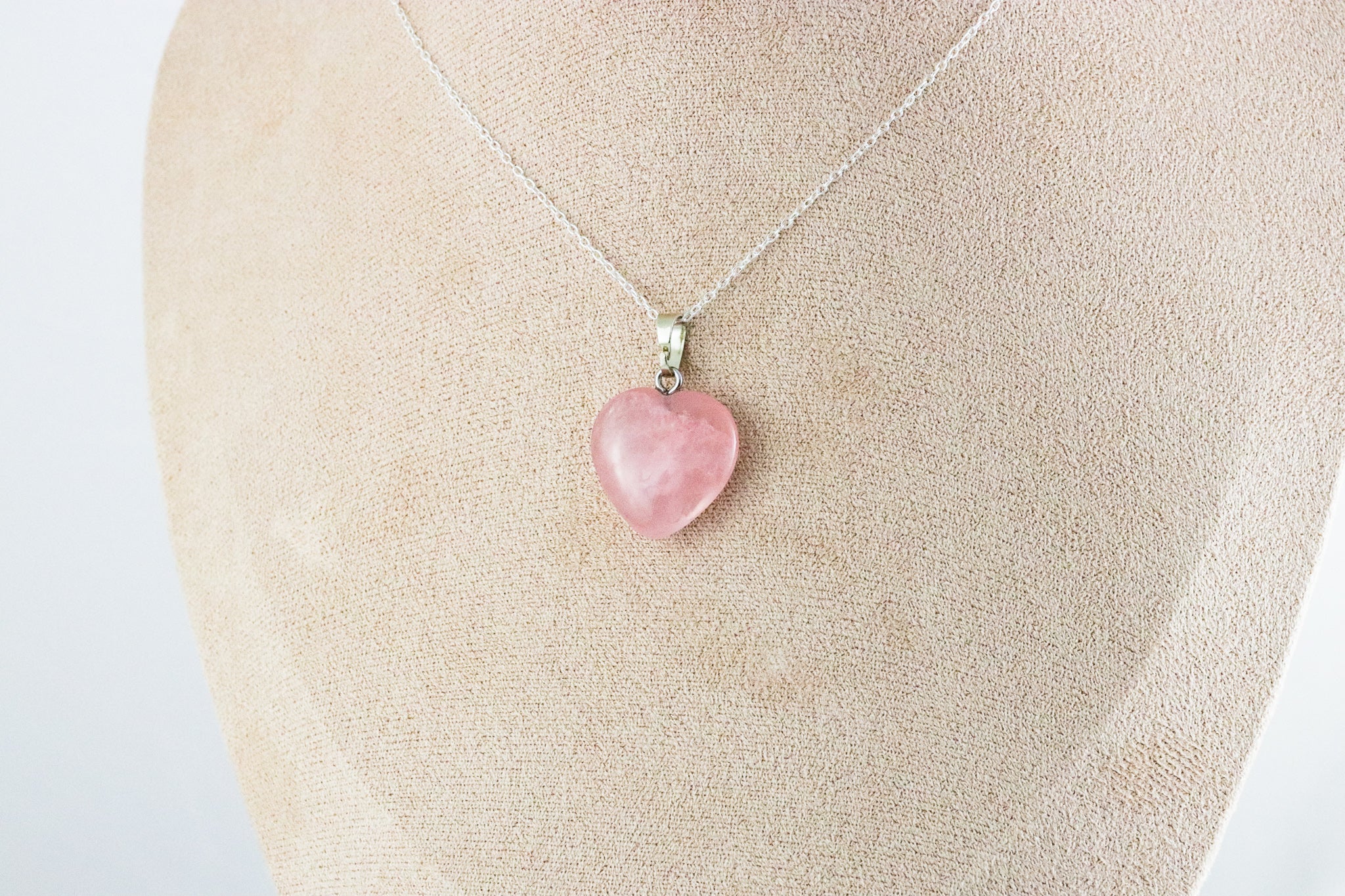 Rose Quartz Heart Pendant - Gentle Love Energy and Healing Properties - Pendants, Stones & Charms - Bijou Her -  -  - 