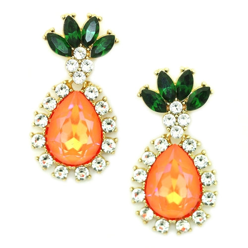 Island-Inspired Swarovski Crystal Pineapple Earrings: Hypoallergenic & Stylish Jewelry - Earrings - Bijou Her - Color -  - 