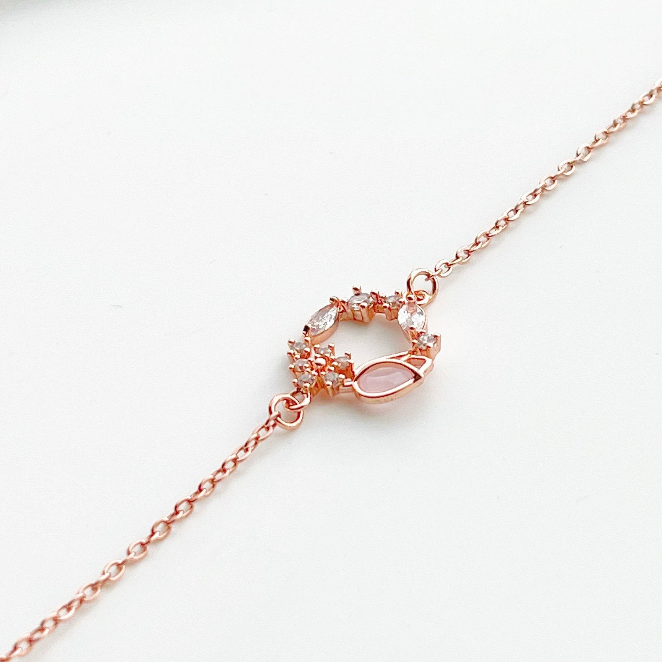 Pink Tulip Bracelet - Flower Shape Crystal Rose Gold Bracelet - Jewelry & Watches - Bijou Her -  -  - 