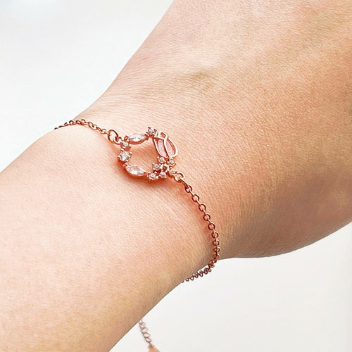 Pink Tulip Bracelet - Flower Shape Crystal Rose Gold Bracelet - Jewelry & Watches - Bijou Her - Style -  - 