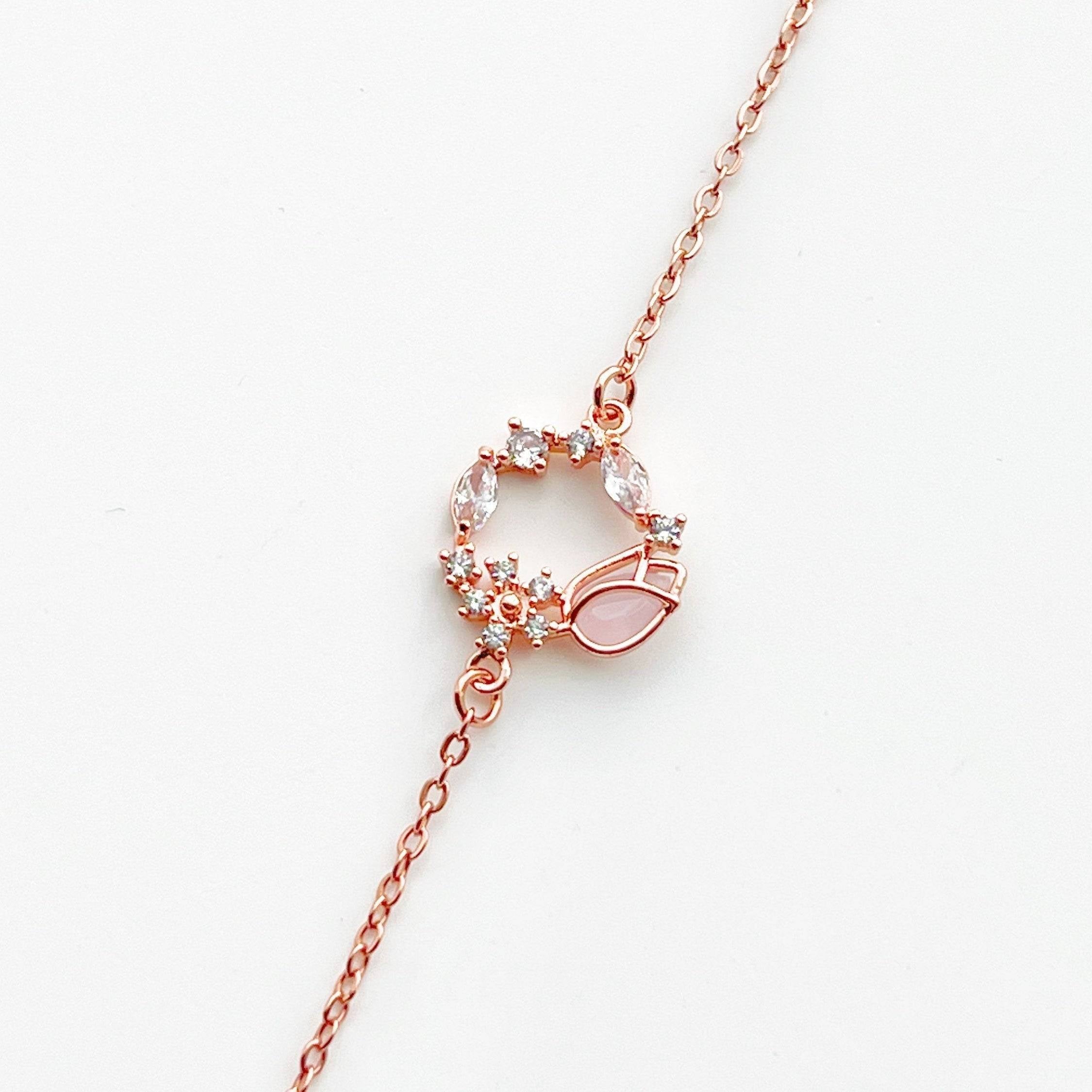 Pink Tulip Bracelet - Flower Shape Crystal Rose Gold Bracelet - Jewelry & Watches - Bijou Her -  -  - 