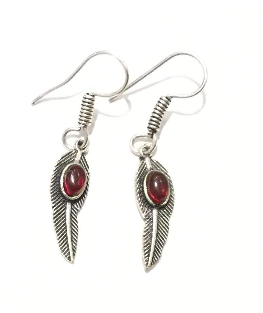 Handmade Feather Stone Leaf Dangling Earrings - Variety of Colors - Hypoallergenic & Adjustable - Jewelry & Watches - Bijou Her -  -  - 