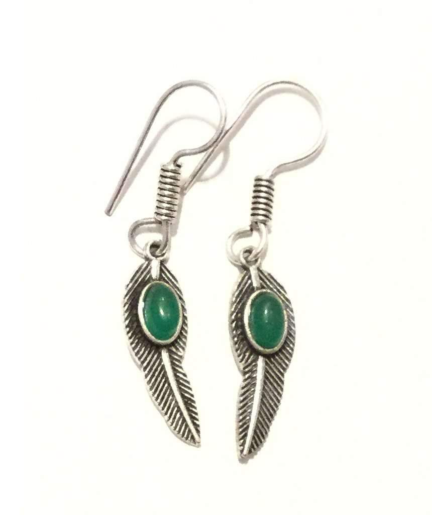Handmade Feather Stone Leaf Dangling Earrings - Variety of Colors - Hypoallergenic & Adjustable - Jewelry & Watches - Bijou Her -  -  - 