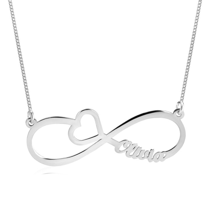 Personalized Heart and Infinity Necklace - Hypoallergenic - Sterling Silver, Gold, or Rose Gold Plating - Jewelry & Watches - Bijou Her -  -  - 