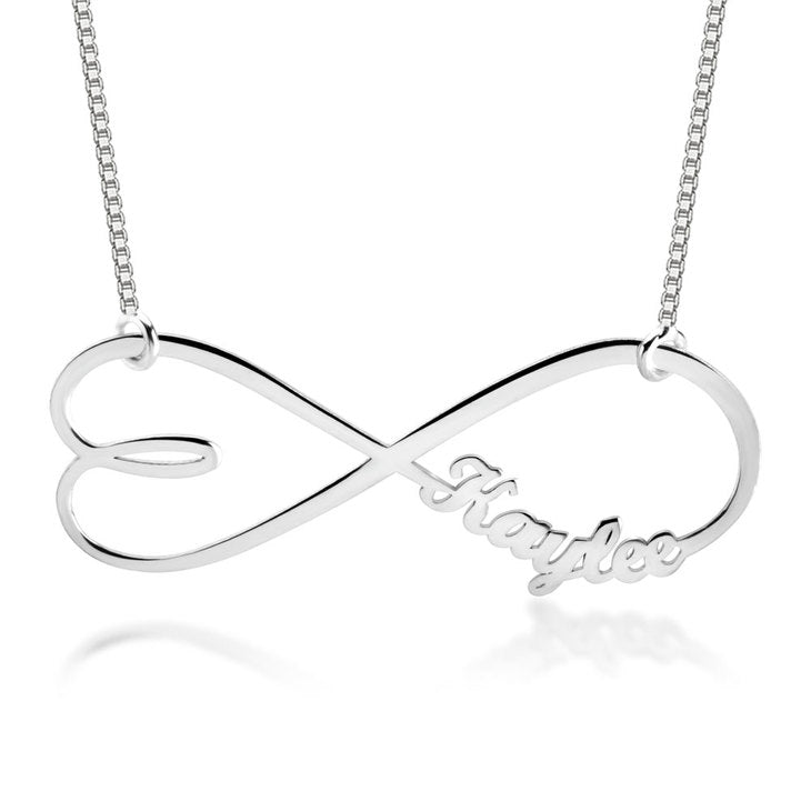 Personalized Infinity Necklace with Name and Heart Engraving - Hypoallergenic and Customizable for Everyday Wear - Jewelry & Watches - Bijou Her -  -  - 