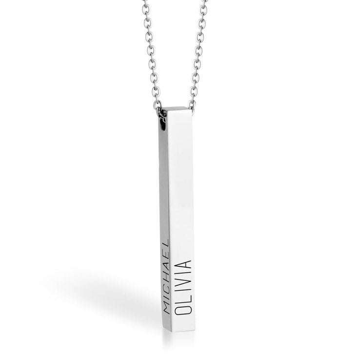 Personalized 3D Bar Necklace - Customizable Pendant in Stainless Steel, Gold, or Rose Gold - Jewelry & Watches - Bijou Her -  -  - 