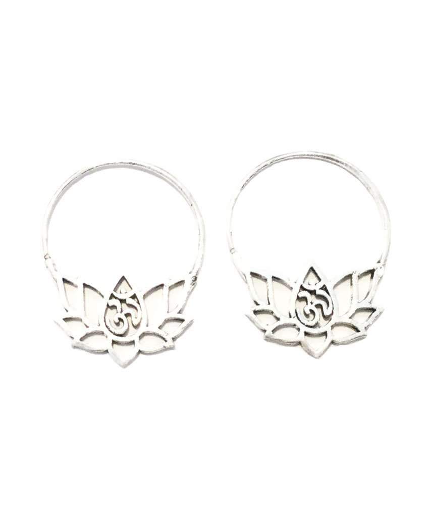 Handmade Gold Om Lotus Flower Earrings - Hypoallergenic Brass and Silver Jewelry for Sensitive Skin - Jewelry & Watches - Bijou Her -  -  - 