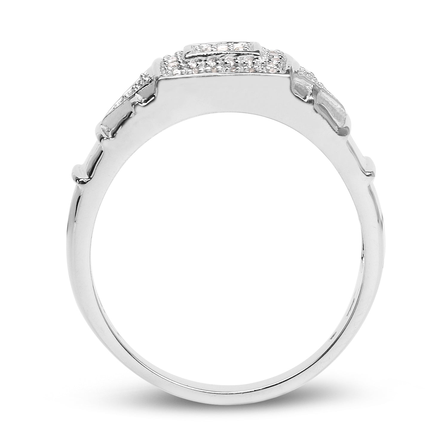 White Diamond Cocktail Ring, 14K White Gold Plated, 0.21ctw, .925 Sterling Silver, Women's Jewelry - Jewelry & Watches - Bijou Her -  -  - 