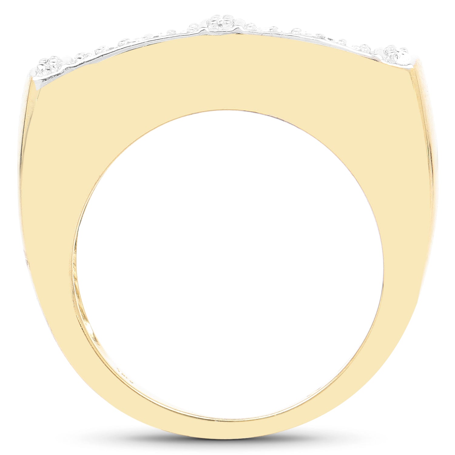 White Diamond Cocktail Ring in 14K Yellow Gold Plated .925 Sterling Silver - 0.25 Carat Genuine Stone - Jewelry & Watches - Bijou Her -  -  - 