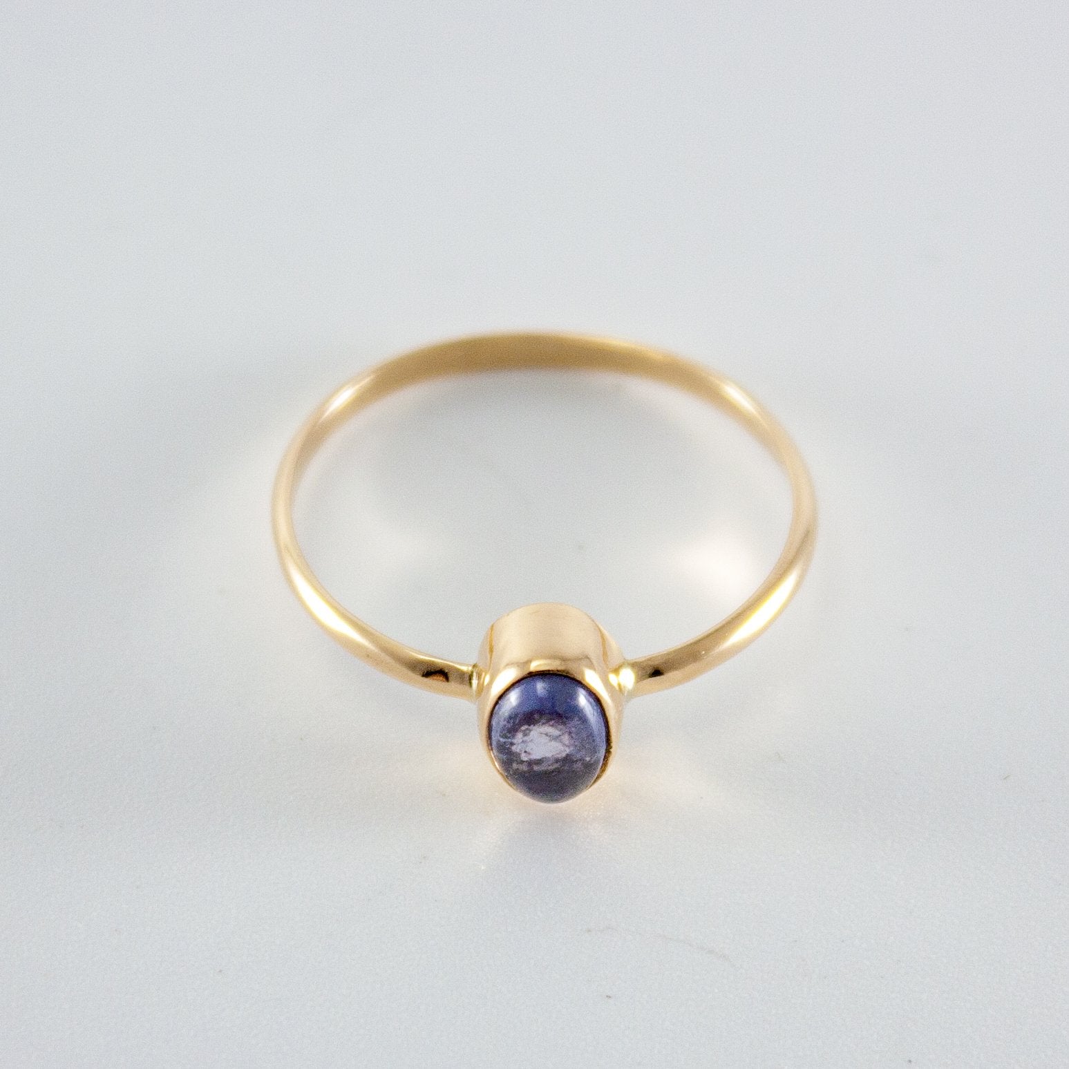 Violet Iolite Step Bezel Gold Ring - 14k Gold Filled, Minimal Design - Jewelry & Watches - Bijou Her -  -  - 