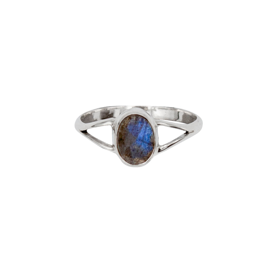 Labradorite Bezel Split Shank Sterling Silver Ring - Oval Cabochon Gemstone Jewelry - Jewelry & Watches - Bijou Her -  -  - 