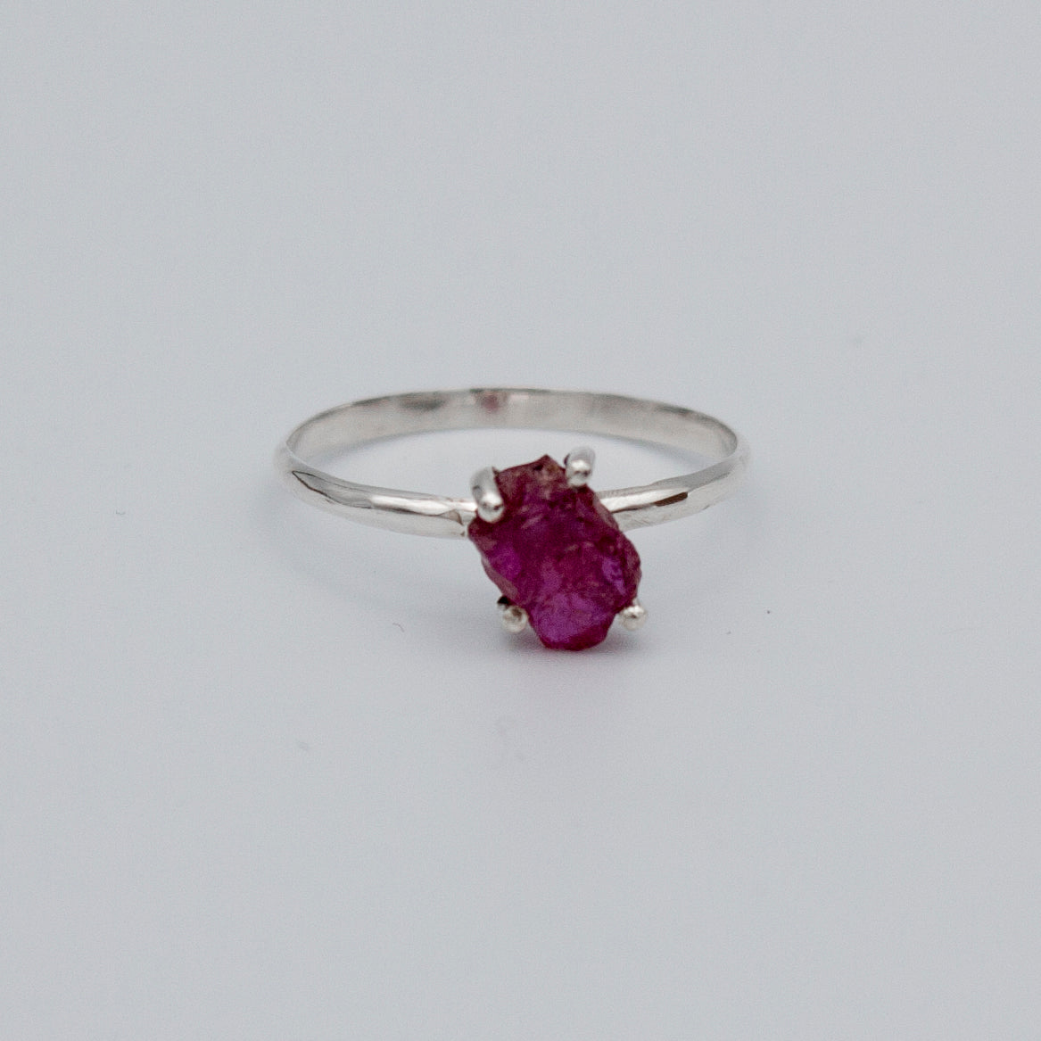 Raw Ruby Solitaire Prong Sterling Silver Birthstone Ring - Jewelry & Watches - Bijou Her -  -  - 