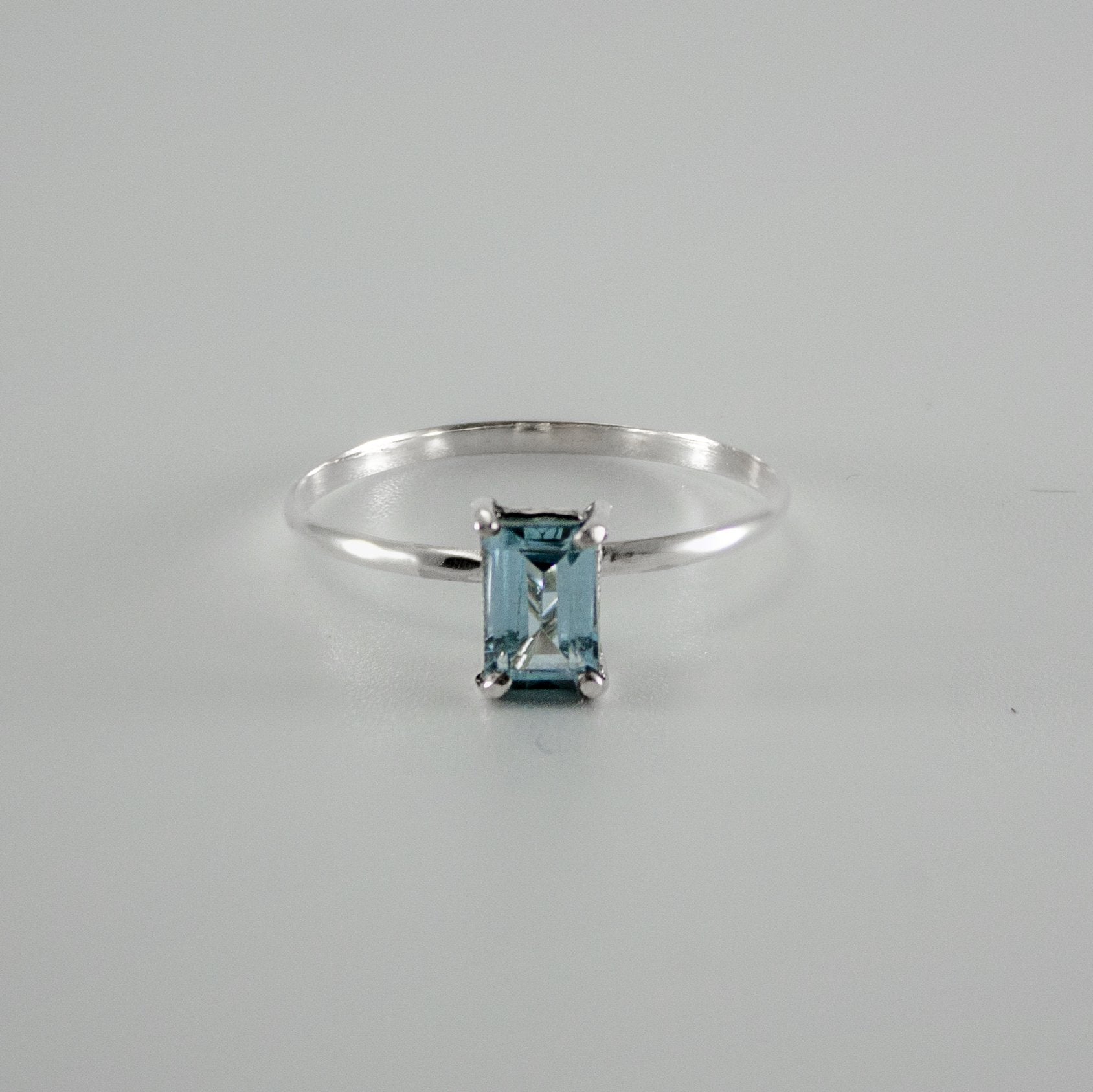 Sky Blue Topaz Solitaire Ring in Sterling Silver - Dainty Prong Setting - Jewelry & Watches - Bijou Her -  -  - 