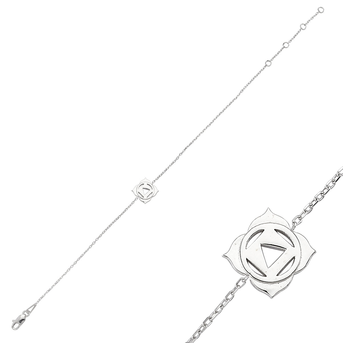 Handmade Sterling Silver Root Chakra Bracelet with 18K Rose Gold or Rhodium Plating - 5.3 inch Chain - Jewelry & Watches - Bijou Her -  -  - 