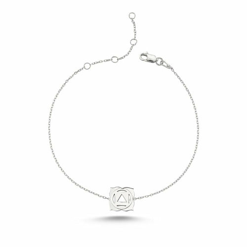 Handmade Sterling Silver Root Chakra Bracelet with 18K Rose Gold or Rhodium Plating - 5.3 inch Chain - Jewelry & Watches - Bijou Her - Color -  - 