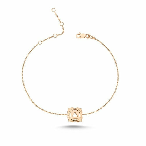 Handmade Sterling Silver Root Chakra Bracelet with 18K Rose Gold or Rhodium Plating - 5.3 inch Chain - Jewelry & Watches - Bijou Her - Color -  - 