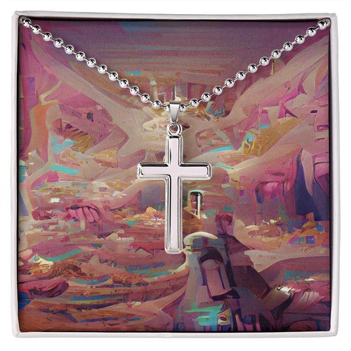 Stainless Steel Cross Necklace with Ball Chain - Artisan-Crafted Pendant for Men and Women - Jewelry & Watches - Bijou Her - Title -  - 