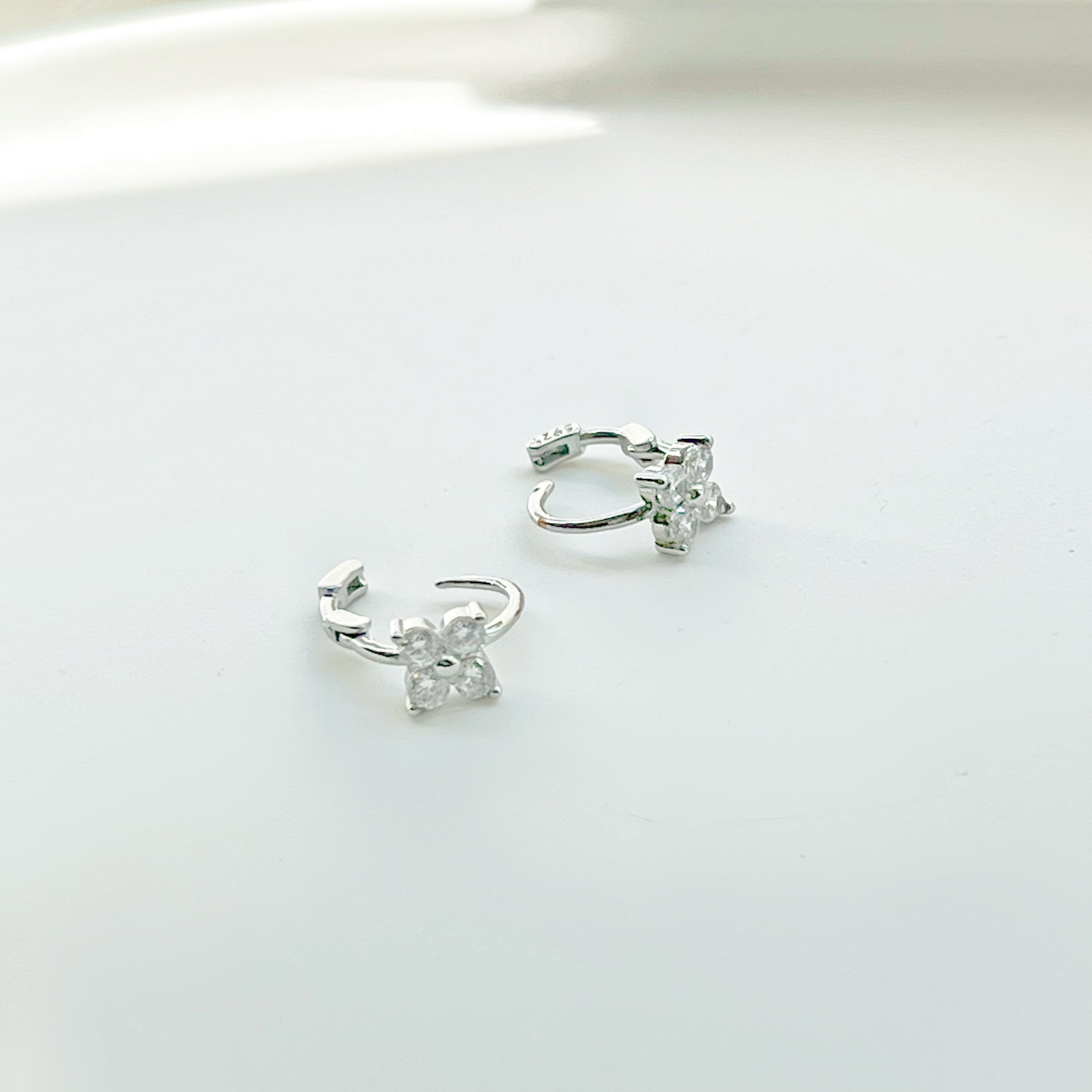 Silver Hydrangea Flower Hoop Earrings - Mini Sterling Silver Jewelry Gift Boxed - Jewelry & Watches - Bijou Her -  -  - 