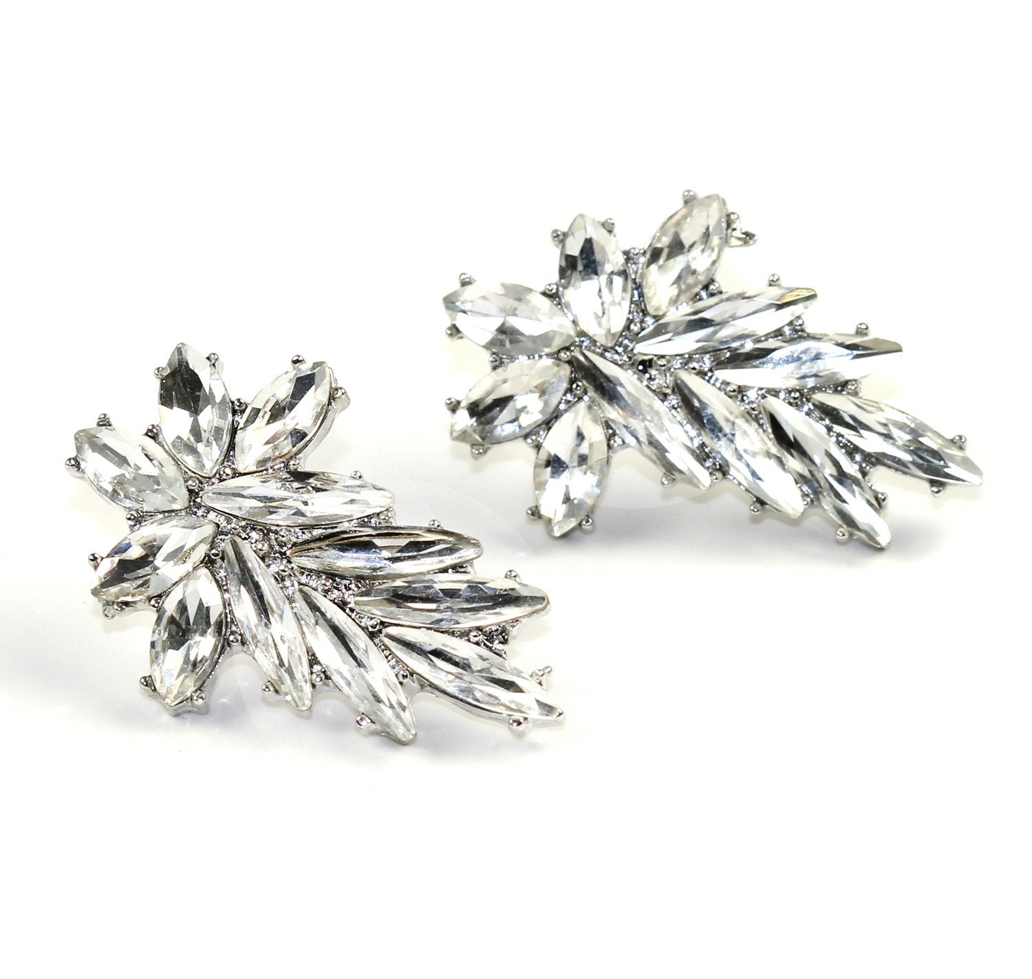 Sparkling Crystal Vine Earrings - Deco Style, Stainless Steel Post, 1.25 Length" - Earrings - Bijou Her -  -  - 