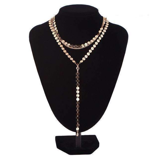 Stylish Three Layer Lariat Necklace with Rhinestone Pendants - Necklaces - Bijou Her -  -  - 