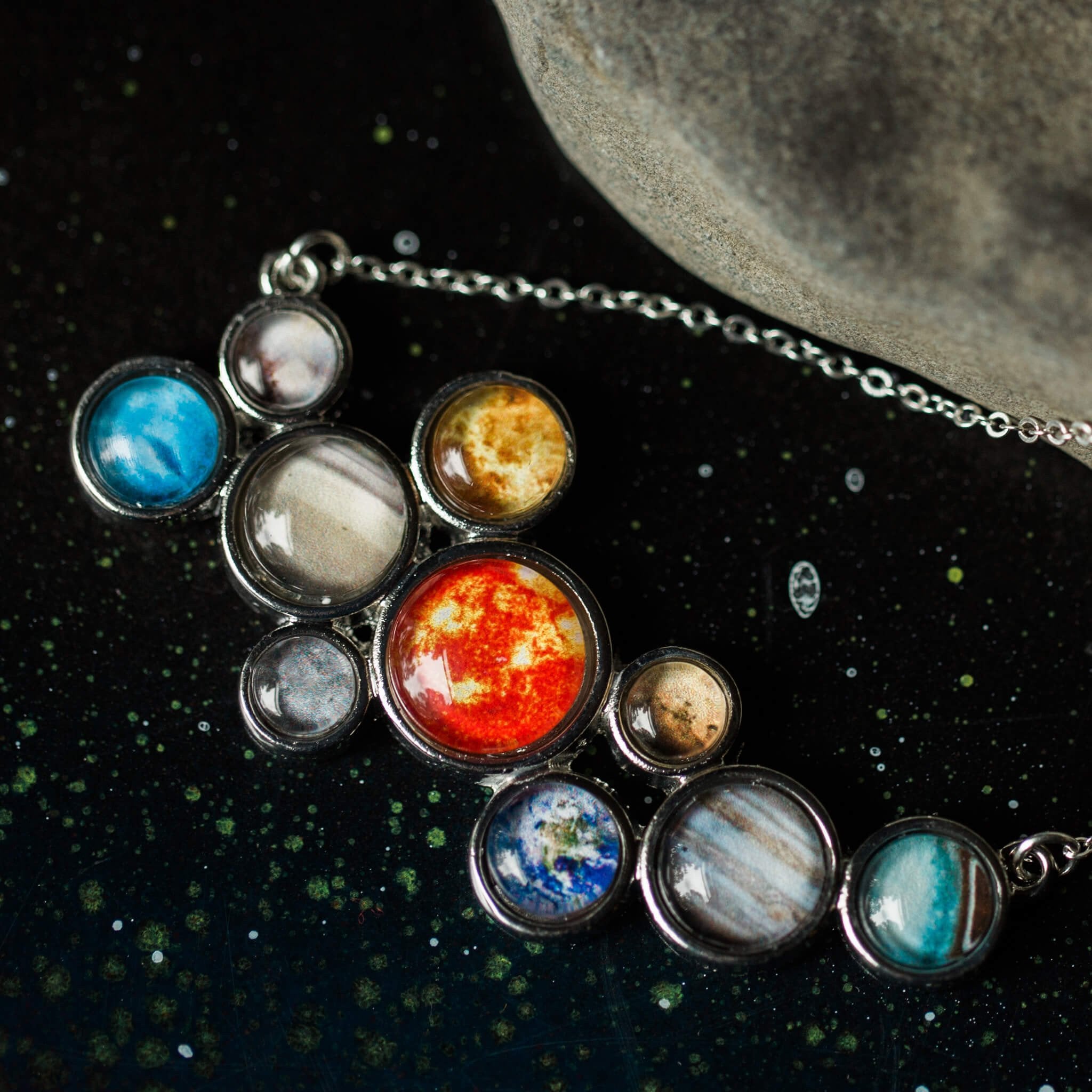 Solar System Bib Necklace - Colorful Cosmic Pendant with Sun and Planets - Jewelry & Watches - Bijou Her -  -  - 