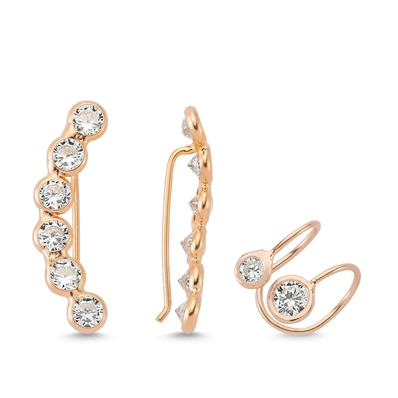 Leah Silver Ear Cuffs & Climber Earrings Set - Jewelry & Watches - Bijou Her -  -  - 