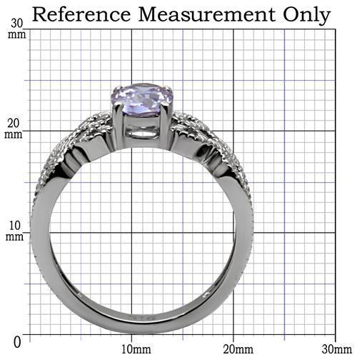 High Polished Stainless Steel Ring with AAA Grade CZ - Light Amethyst Color - Jewelry & Watches - Bijou Her -  -  - 