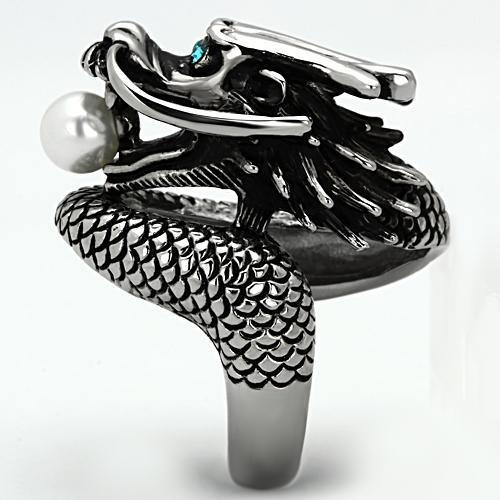 High Polished Stainless Steel Ring with Synthetic Pearl Center Stone - Ships in 1 Day - Rings - Bijou Her -  -  - 