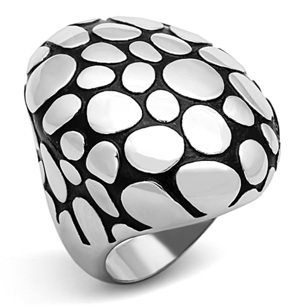 High Polished Stainless Steel Ring with Jet Epoxy Stone - Ships in 1 Day - Rings - Bijou Her -  -  - 