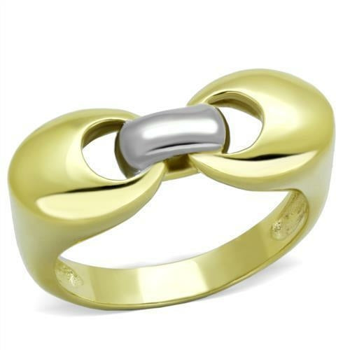 Two-Tone IP Gold Stainless Steel Ring - No Stone, Ships in 1 Day - Jewelry & Watches - Bijou Her - Size -  - 