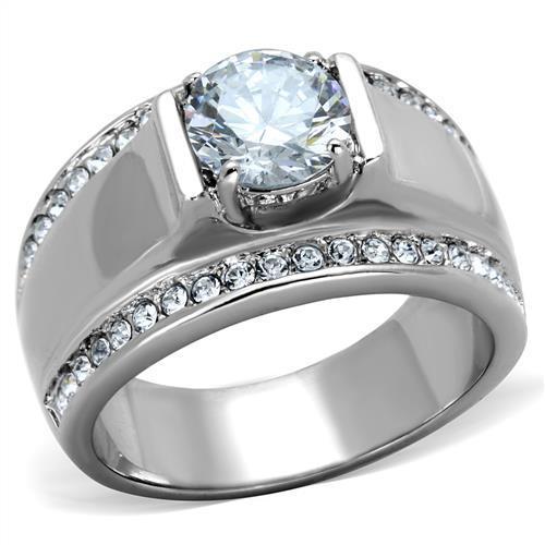 High Polished Stainless Steel Ring with AAA CZ Stone - Ships in 1 Day - Rings - Bijou Her -  -  - 